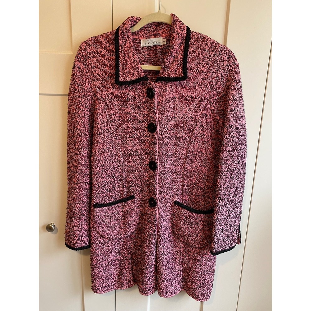 Willow Anthropologie Small Cardigan Sweater Career Quiet Luxury Pink Black